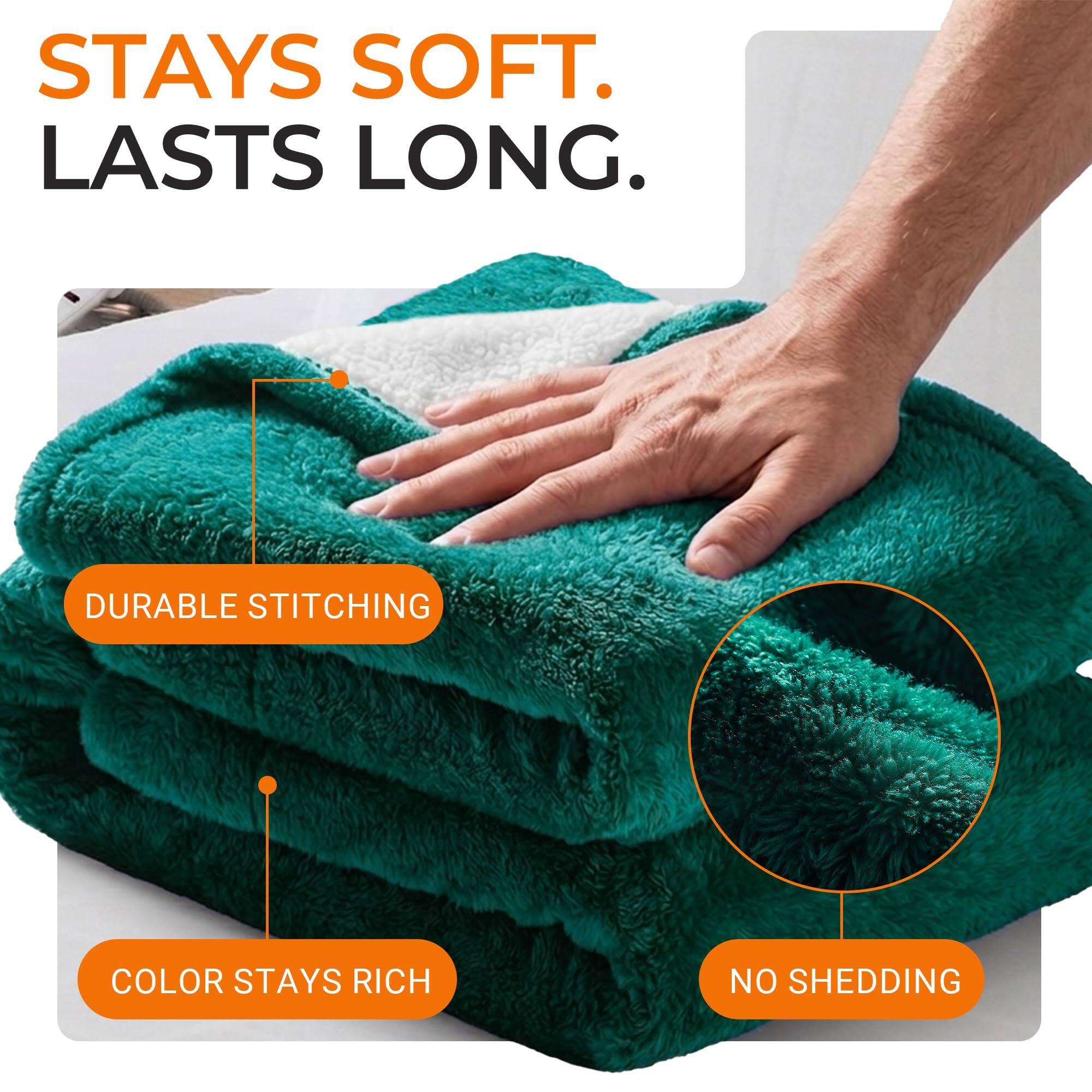 STAYS SOFT. LASTS LONG.

- DURABLE STITCHING
- COLOR STAYS RICH
- NO SHEDDING