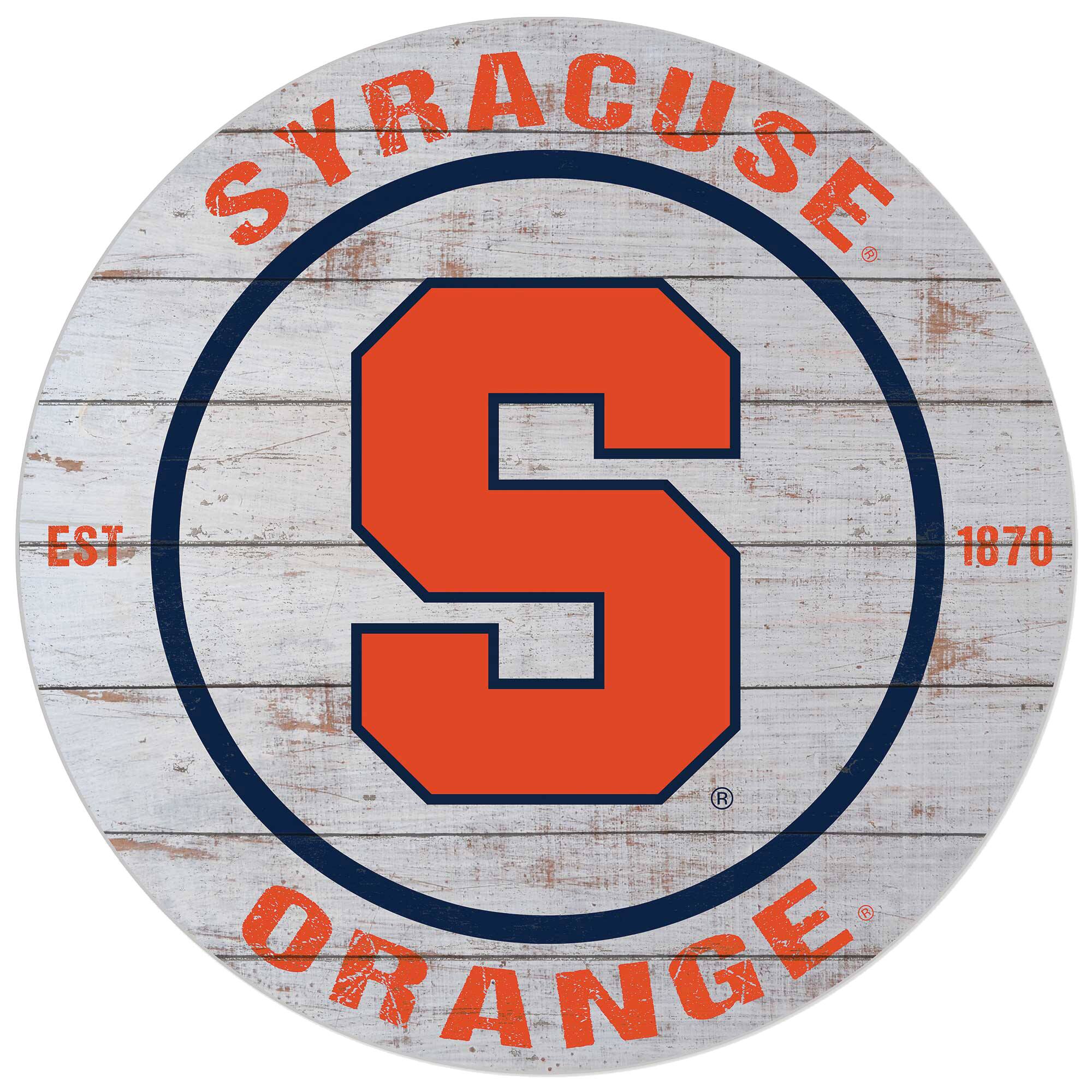 Syracuse Orange 20'' x 20'' Indoor/Outdoor Weathered Circle Sign