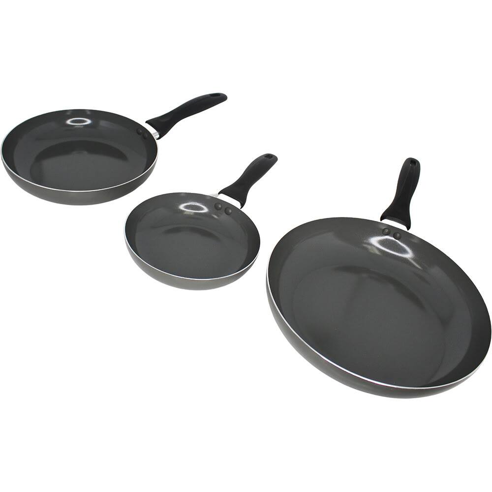 Left. Imusa - 3-Piece Chef Ceramic Fry Pan Set - Gray.