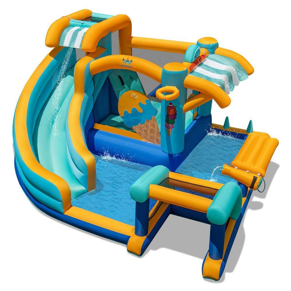 Alt View 1. Resenkos - Inflatable Water Slide Bounce House with 680W Blower - Quick Inflation Play Center - Multicolor.