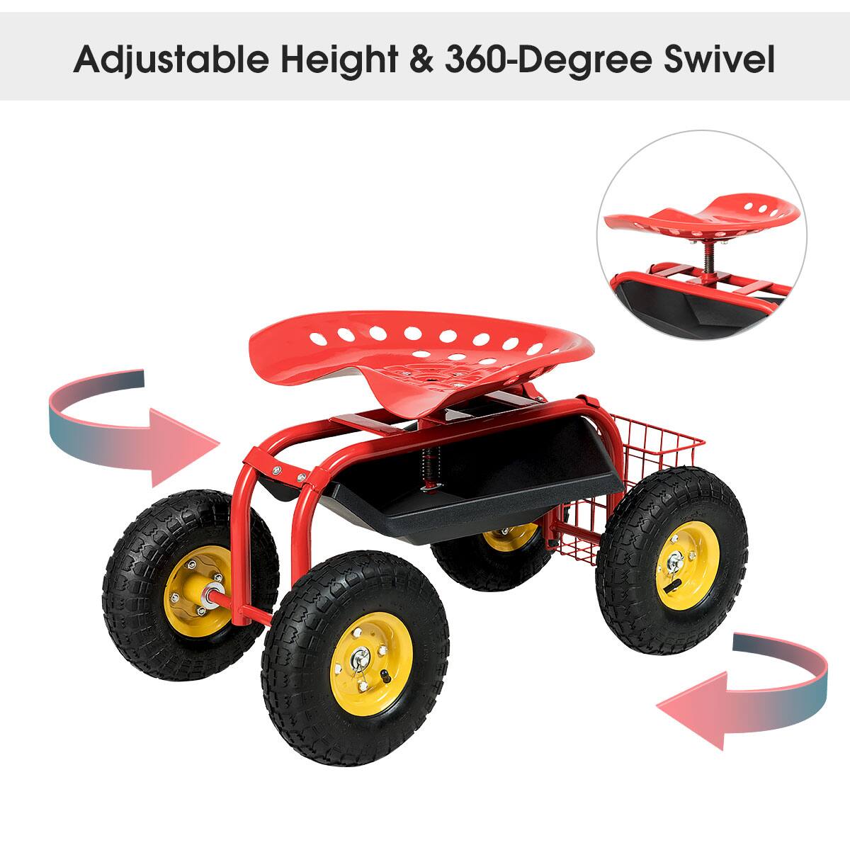 Adjustable Height & 360-Degree Swivel