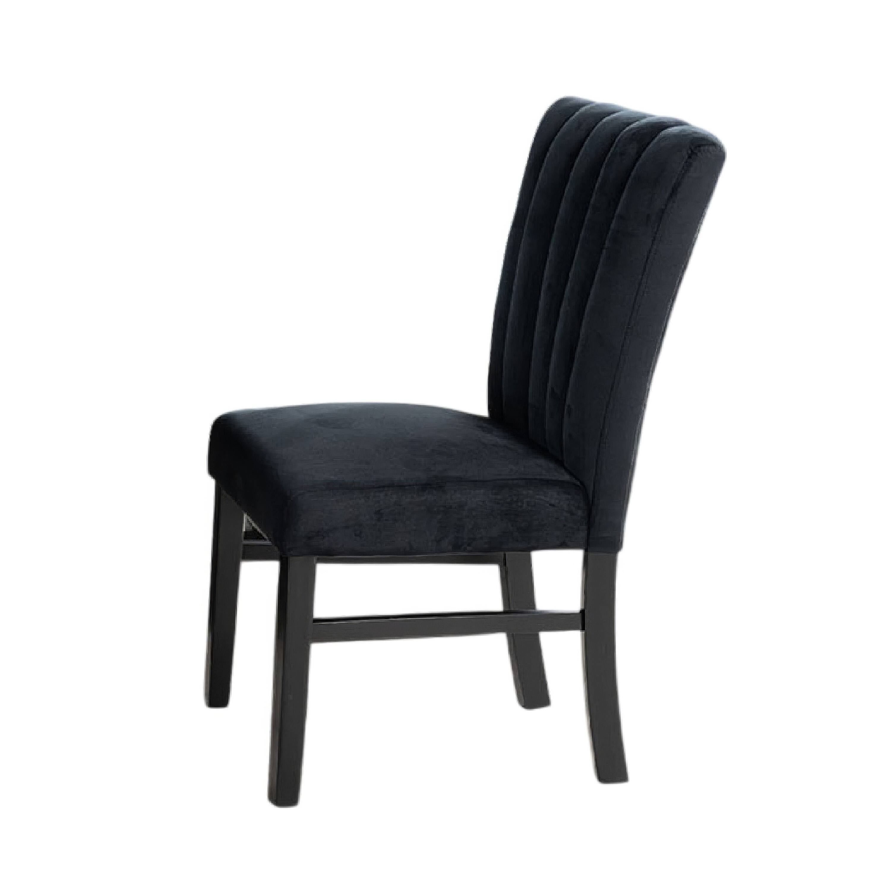 Angle. Manhattan Lane - Sely Side Dining Chair Set of 2, Foam Fill Seat and Channeled Back, - Black.
