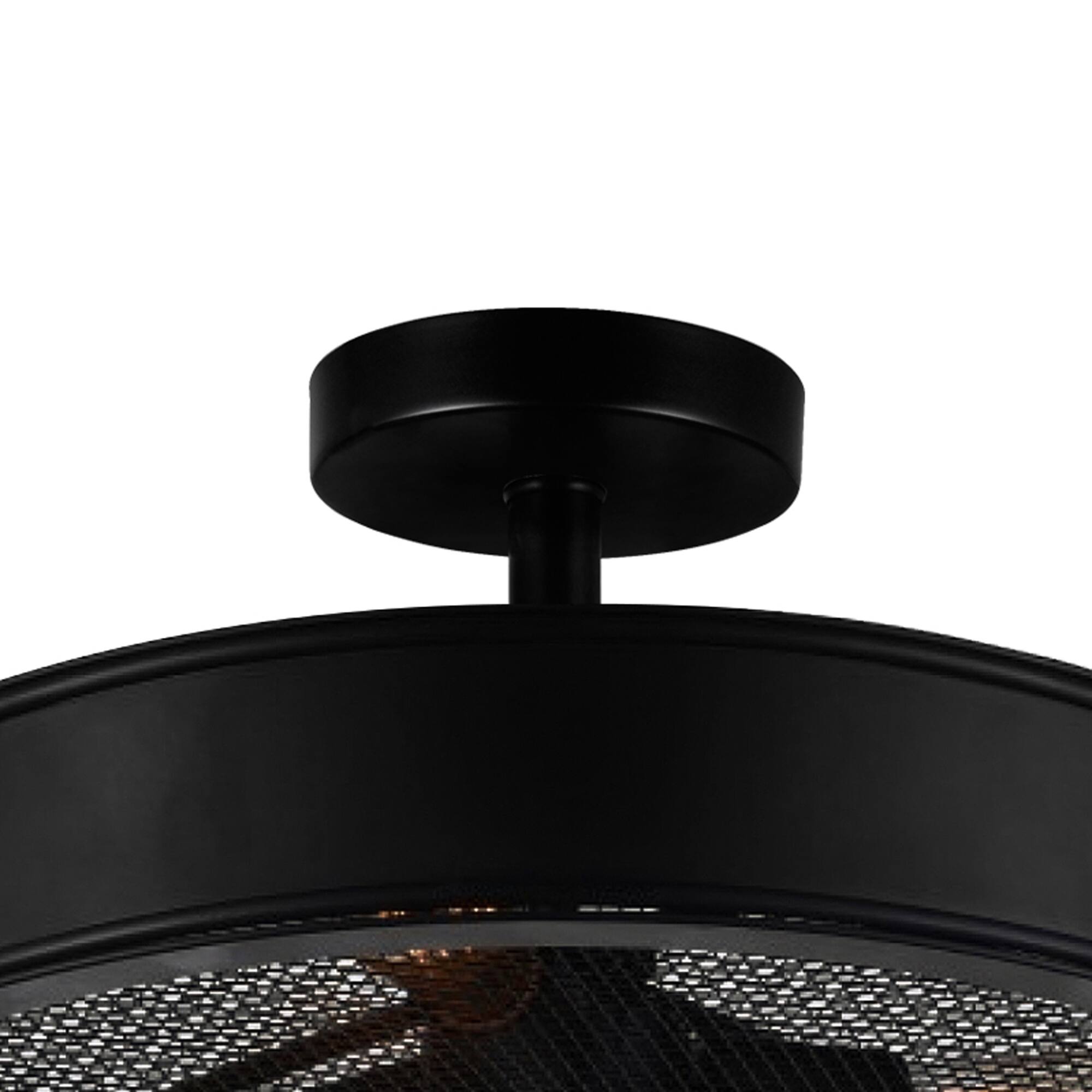 Alt View 1. CWI Lighting - Tigris 3 Light Drum Shade Flush Mount With Black Finish - Black.