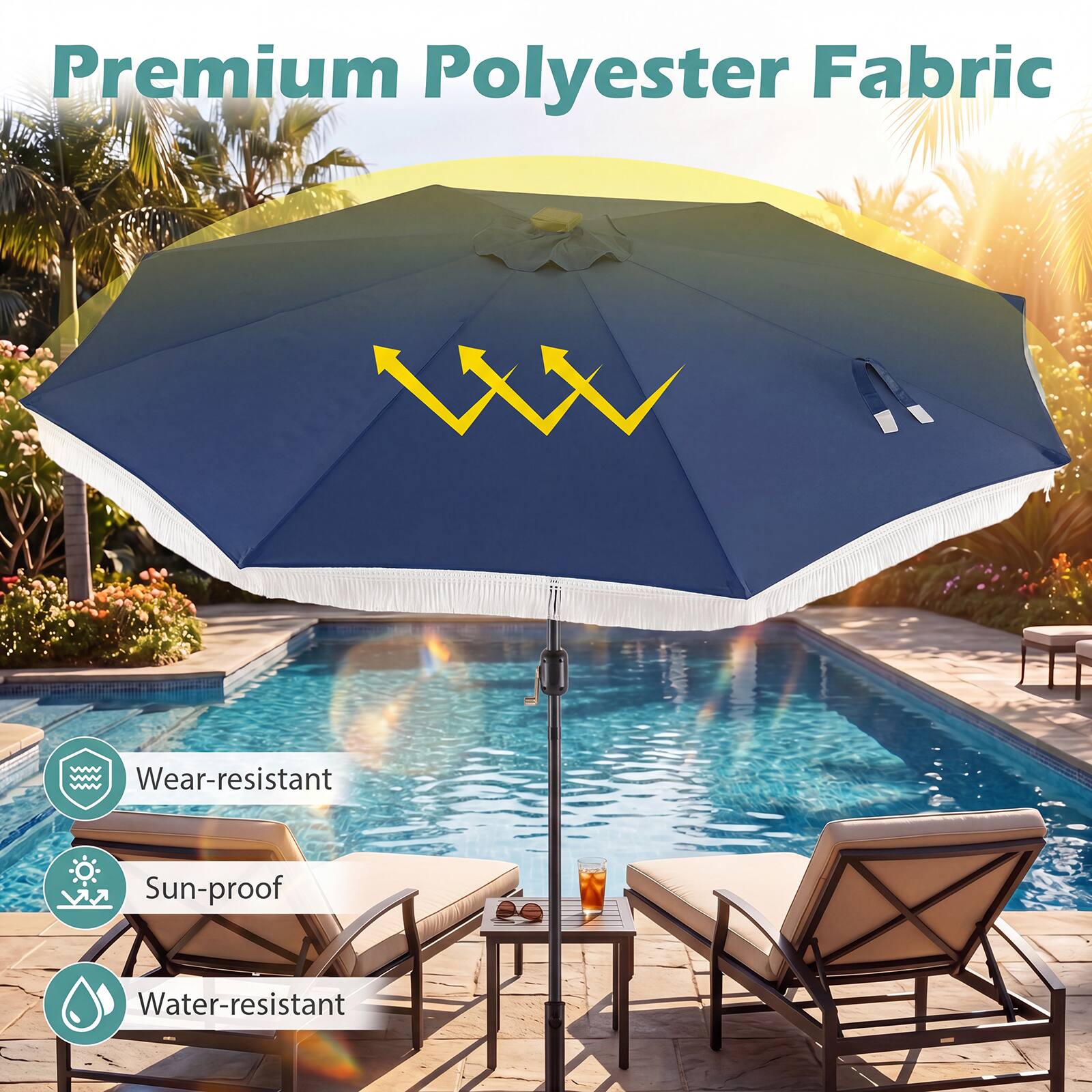 Premium Polyester Fabric

- Wear-resistant
- Sun-proof
- Water-resistant