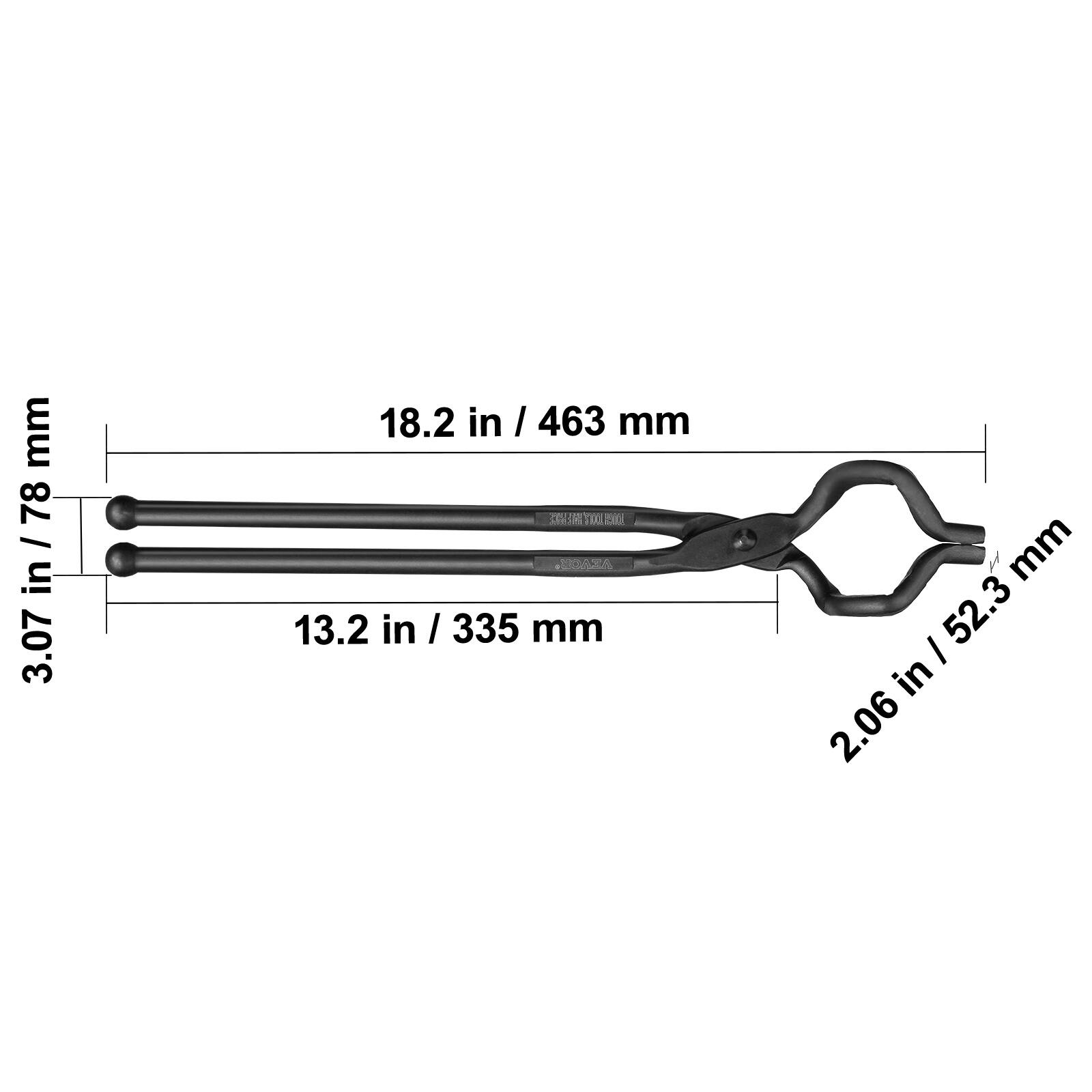 - 18.2 in / 463 mm
- 13.2 in / 335 mm
- 2.06 in / 52.3 mm