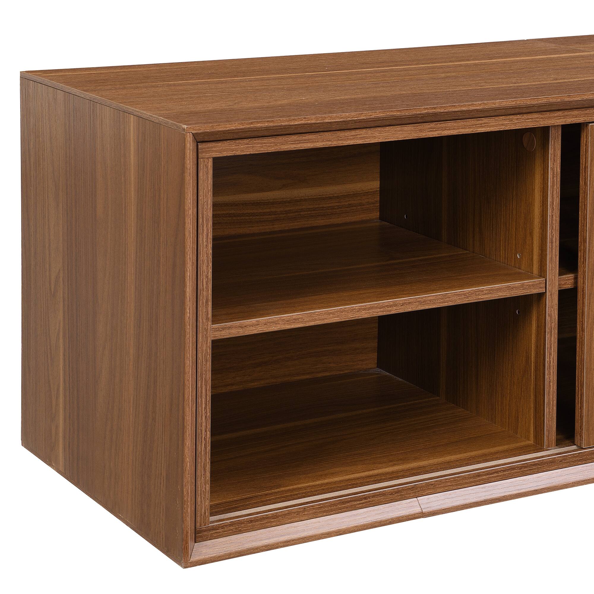 Alt View 4. Spaco - Spaco 54" Mid Century Walnut Extendable TV Stand up to 100" TVs with Cat House Litter Box, Sliding Doors for Living Room - Walnut.