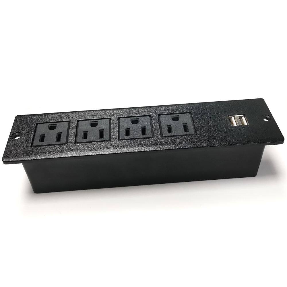 Alt View 2. Cluzine - Recessed Multi-Function Power Strip with USB Ports, Multi-Outlet Desktop Power Socket, Hidden Plug-in Board - White.