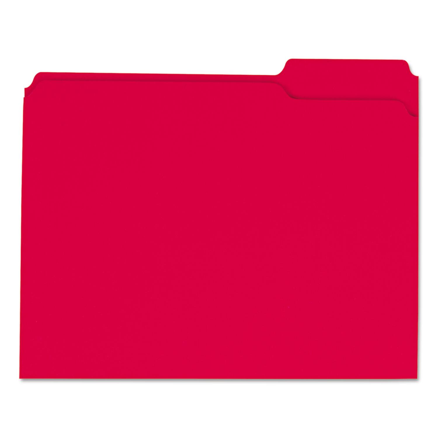Back. Universal - Reinforced Top-Tab File Folders, 1/3-Cut Tabs: Assorted, Letter Size, 1" Expansion, Red, 100/Box.