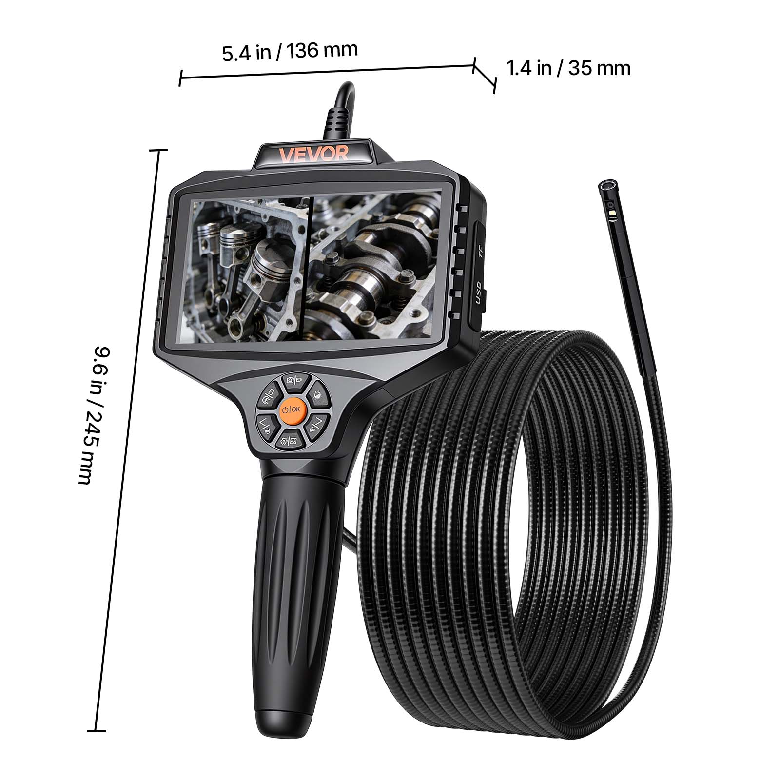 5.4 in / 136 mm  
1.4 in / 35 mm  
VEVOR  
9.6 in / 245 mm  
USA