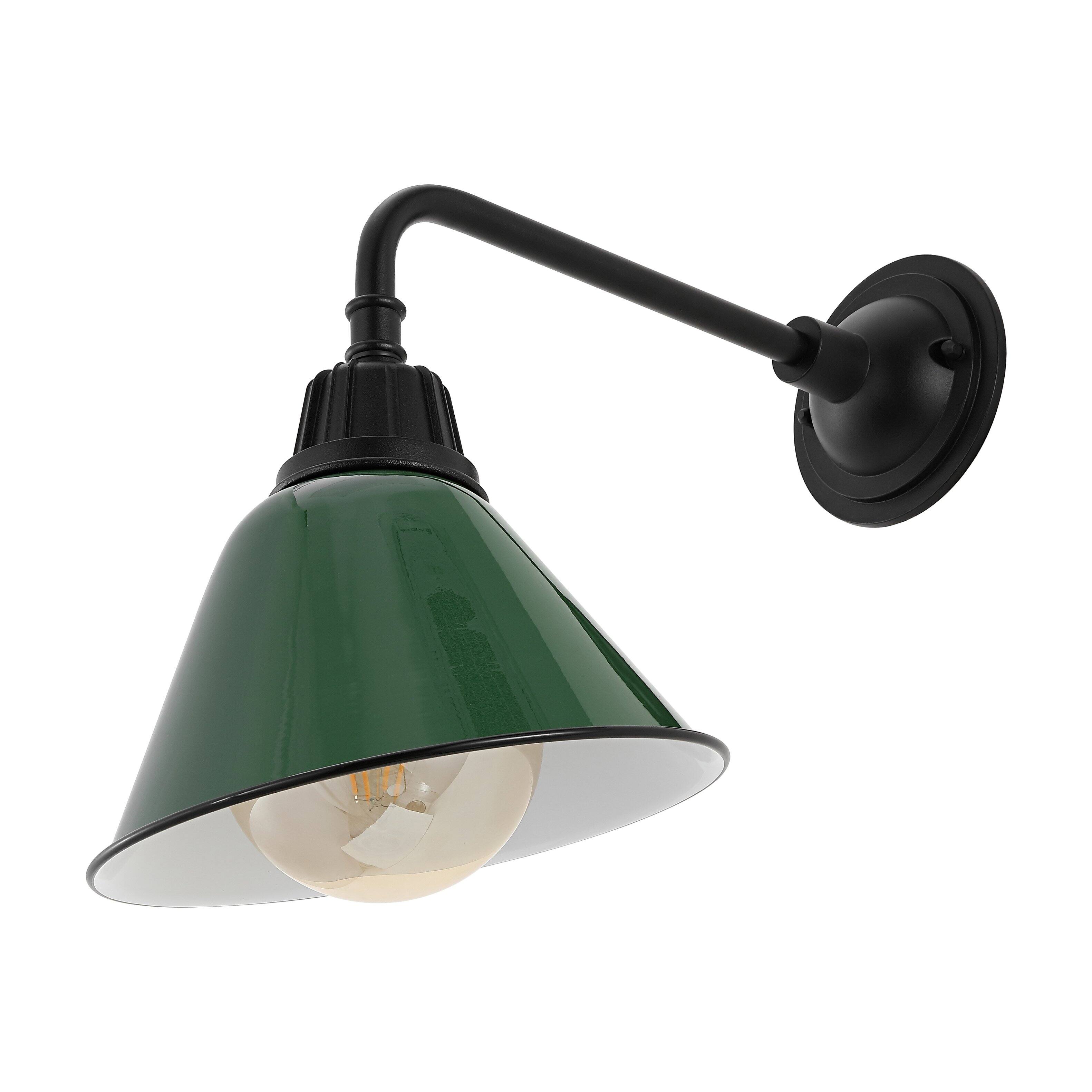 Alt View 5. Jonathan Y - Croydon 9.63" 1-Light Farmhouse Industrial Indoor/Outdoor Iron LED Gooseneck Arm Outdoor Sconce, Green - Green/Black.