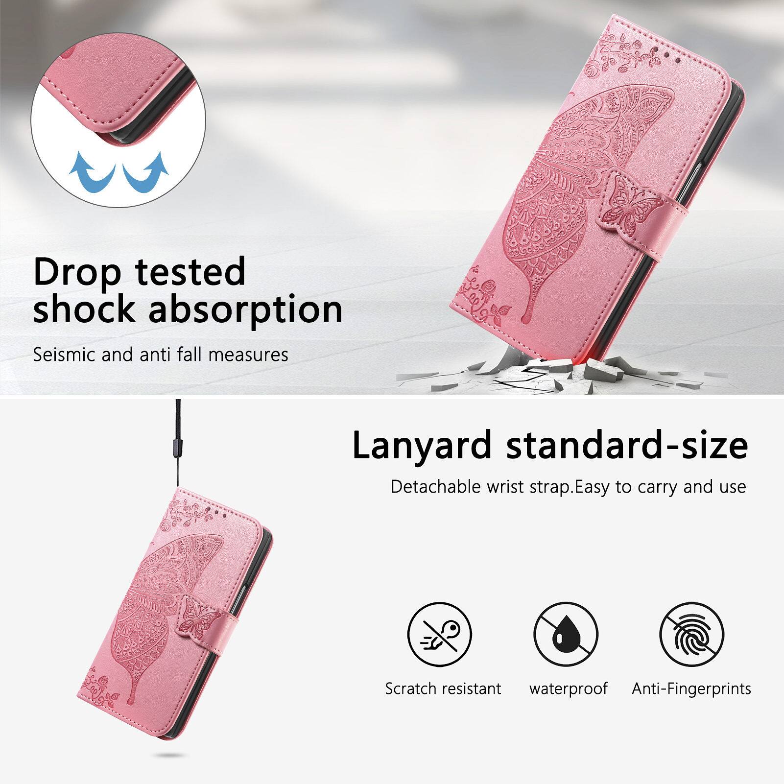 Drop tested shock absorption  
Seismic and anti fall measures  

Lanyard standard-size  
Detachable wrist strap. Easy to carry and use  

Scratch resistant  
Waterproof  
Anti-Fingerprints