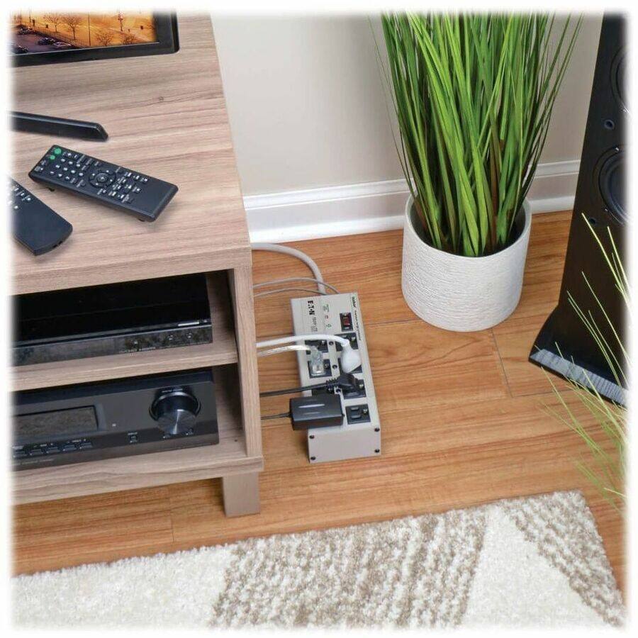 Alt View 4. Tripp Lite - Eaton Tripp Lite Series Isobar 8-Outlet Surge Protector, 12 ft. Cord with Right-Angle Plug, 3840 Joules, Diagnostic - Gray,Black.