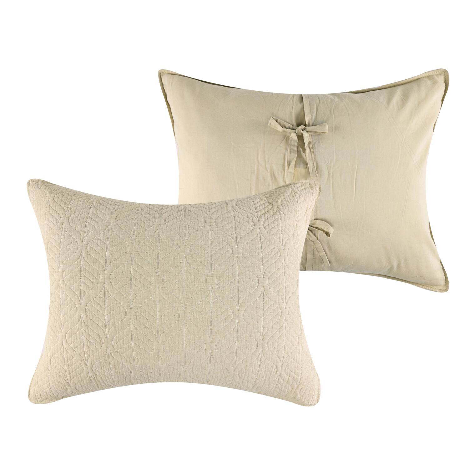 Angle. Greenland Home Fashions - Greenland Home Fashions Harper Pillow 100% Polyester Sham Standard 20x26 Taupe - Taupe.