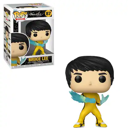POP! ICONS 87 BRUCE LEE FIGURINE EN VINYLE FIGURE DE ASTROLITE FIGURA DE VINYL WARNING DANGER - ATTENTION - WARNING