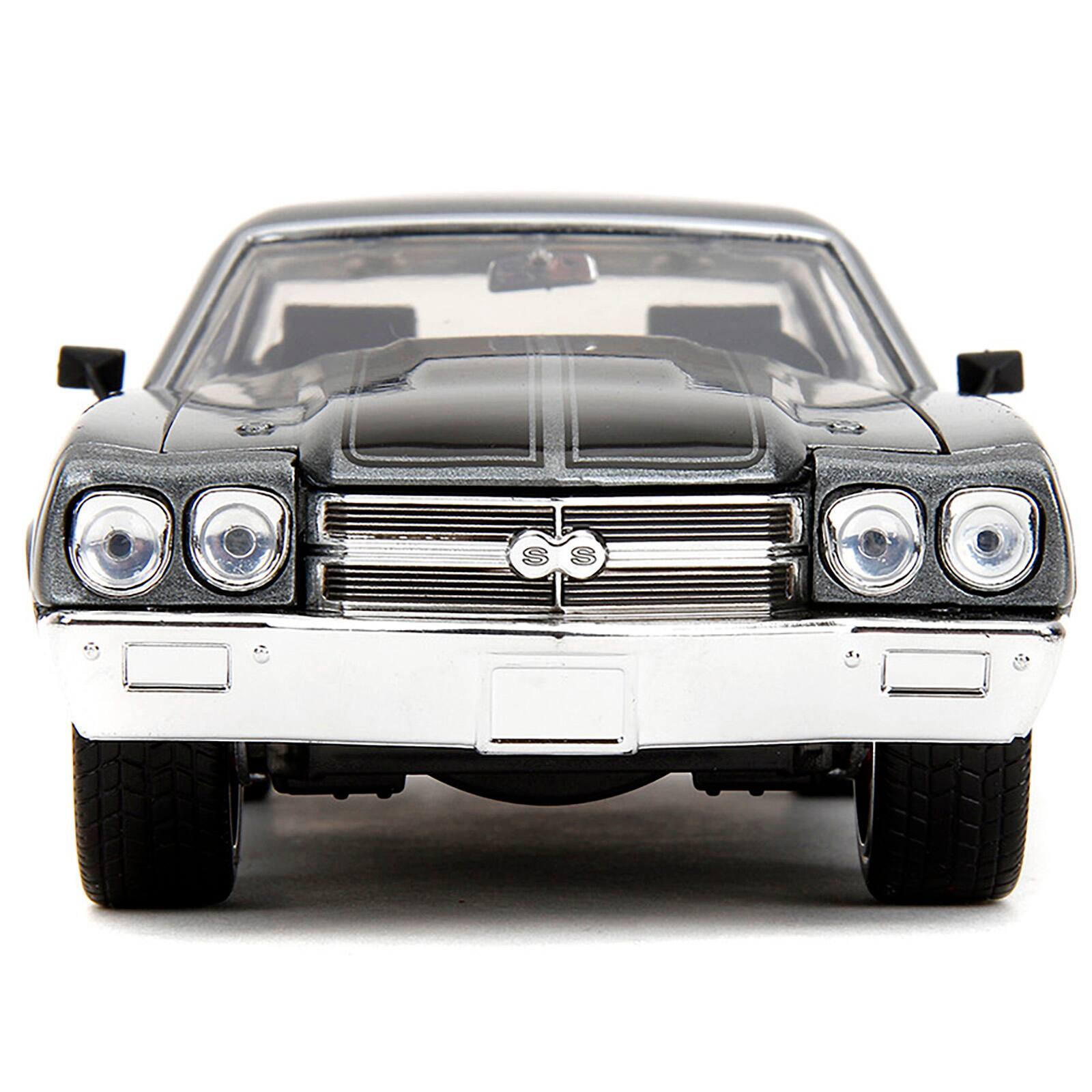Alt View 6. Jada - 1970 Chevrolet Chevelle SS Gray Met. w/ Black Stripes "Fast & Furious 25th Anniversary" 1/24 Diecast Model Car by Jada.