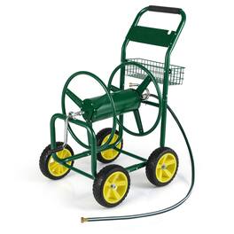 Gymax - Garden Hose Reel Cart 300 FT of 5/8'' Large Capacity Heavy-Duty Metal Hose Cart - Green