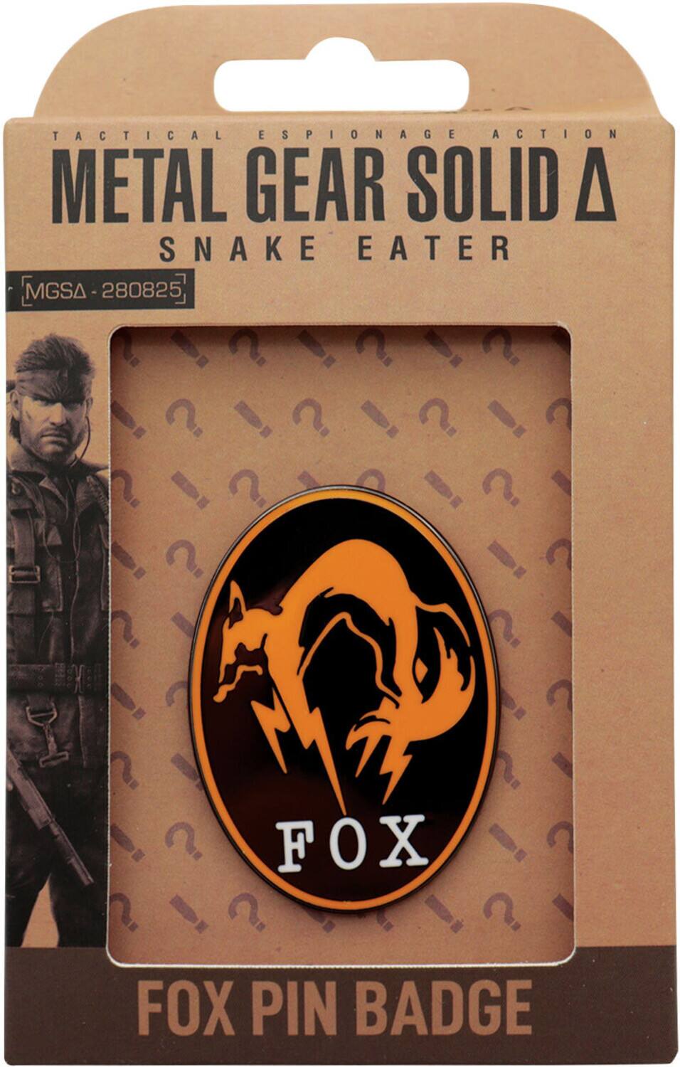 TACTICAL ESPIONAGE ACTION  
METAL GEAR SOLID  
SNAKE EATER  

MGSA - 280825  

FOX PIN BADGE