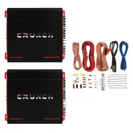 Crunch - 4 Channel 1000W A/B Class Stereo Amplifier (2 Pack) & Wiring Kit - Black