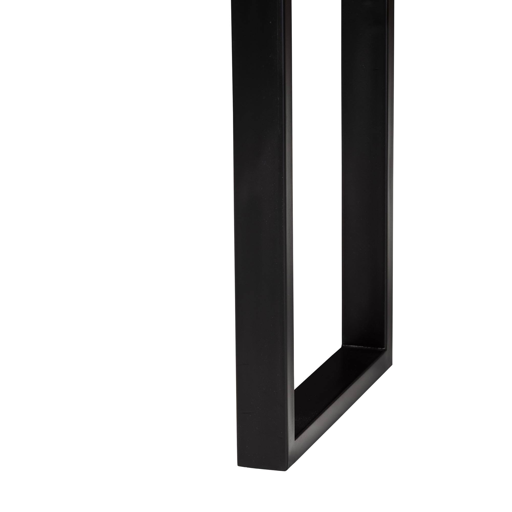 Alt View 1. bali & pari - Apio Wood Epoxy Resin Console Table with Glass Inlay - Rectangular Teak Wood with Black Metal Base - Natural Brown/White/Black.