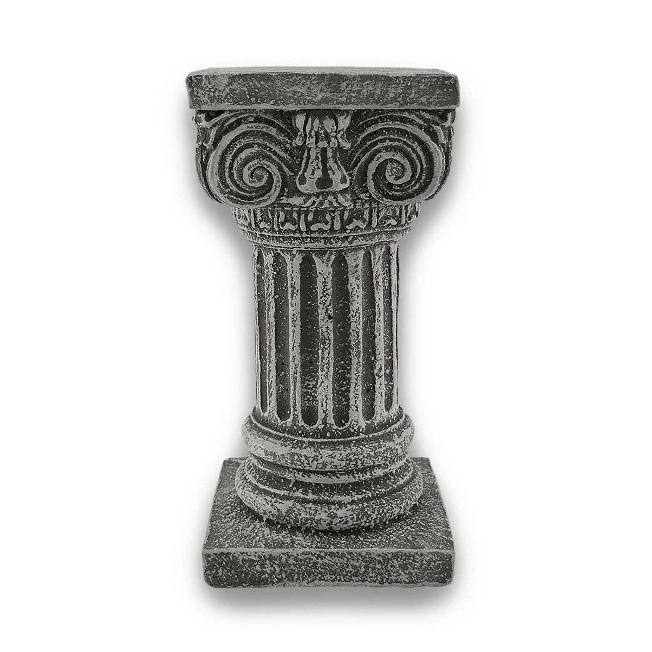 Alt View 2. Zeckos - Solid Concrete Roman Pillar Mini Statue Pedestal - Grey.