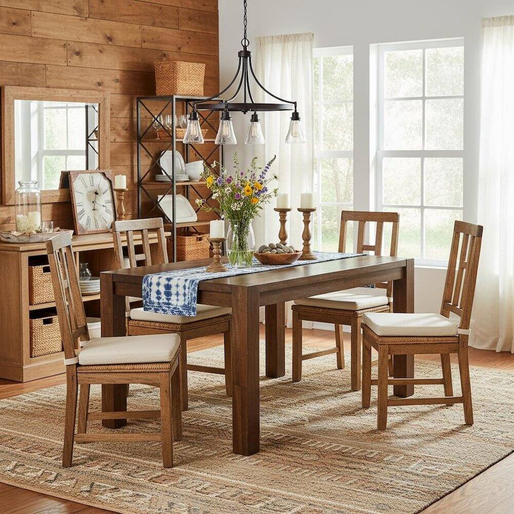 Alt View 1. FurniFact - Rectangular Kitchen Table - Walnut.