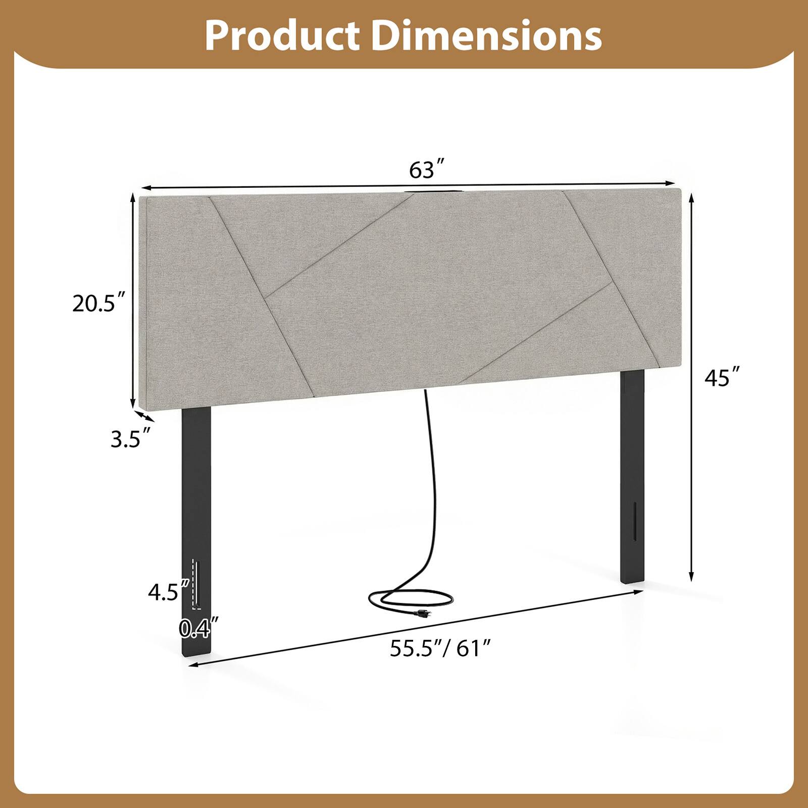 Product Dimensions: 63" x 20.5" x 45" x 3.5" x 4.5" x 0.4" x 55.5"/61"