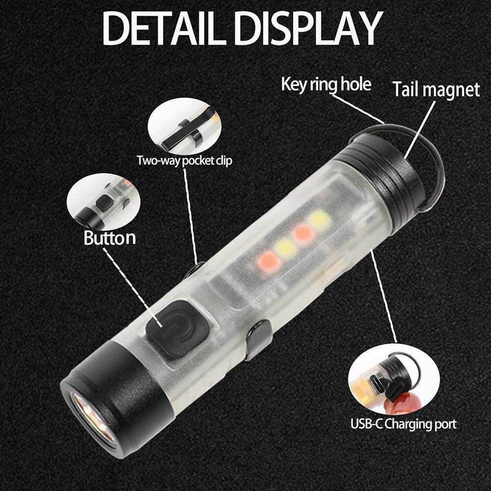 DETAIL DISPLAY

- Key ring hole
- Tail magnet
- Two-way pocket clip
- Button
- USB-C Charging port