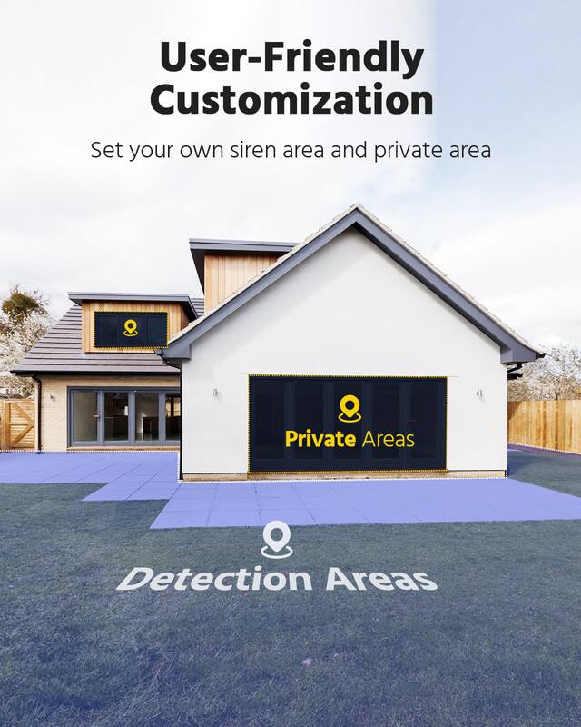 User-Friendly Customization  
Set your own siren area and private area  

Private Areas  

Detection Areas