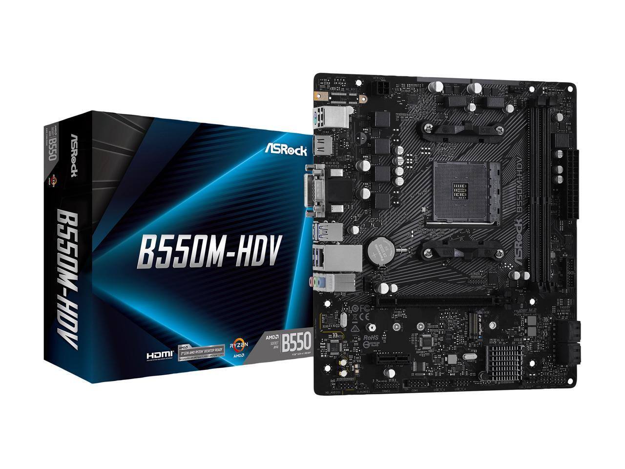 B550 ASRock B550M-HDV II a00 R AMD2 w - NCEN E H RYZEN SORT M B550 HDMI AMOOT CE RoHS