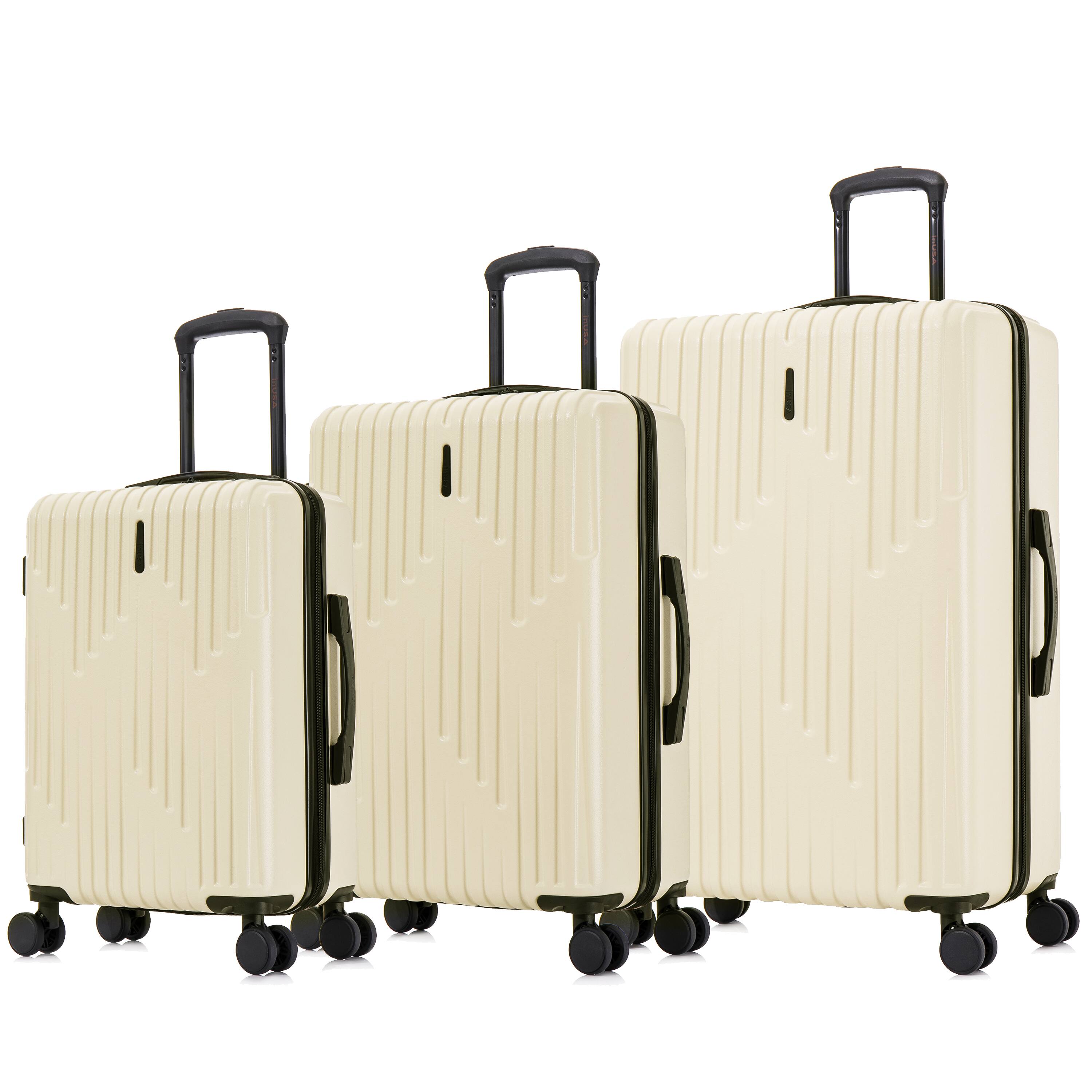 Angle. InUSA - Drip lightweight hardside spinner 3 Piece Luggage Set  20"/24"/28" - SAND.