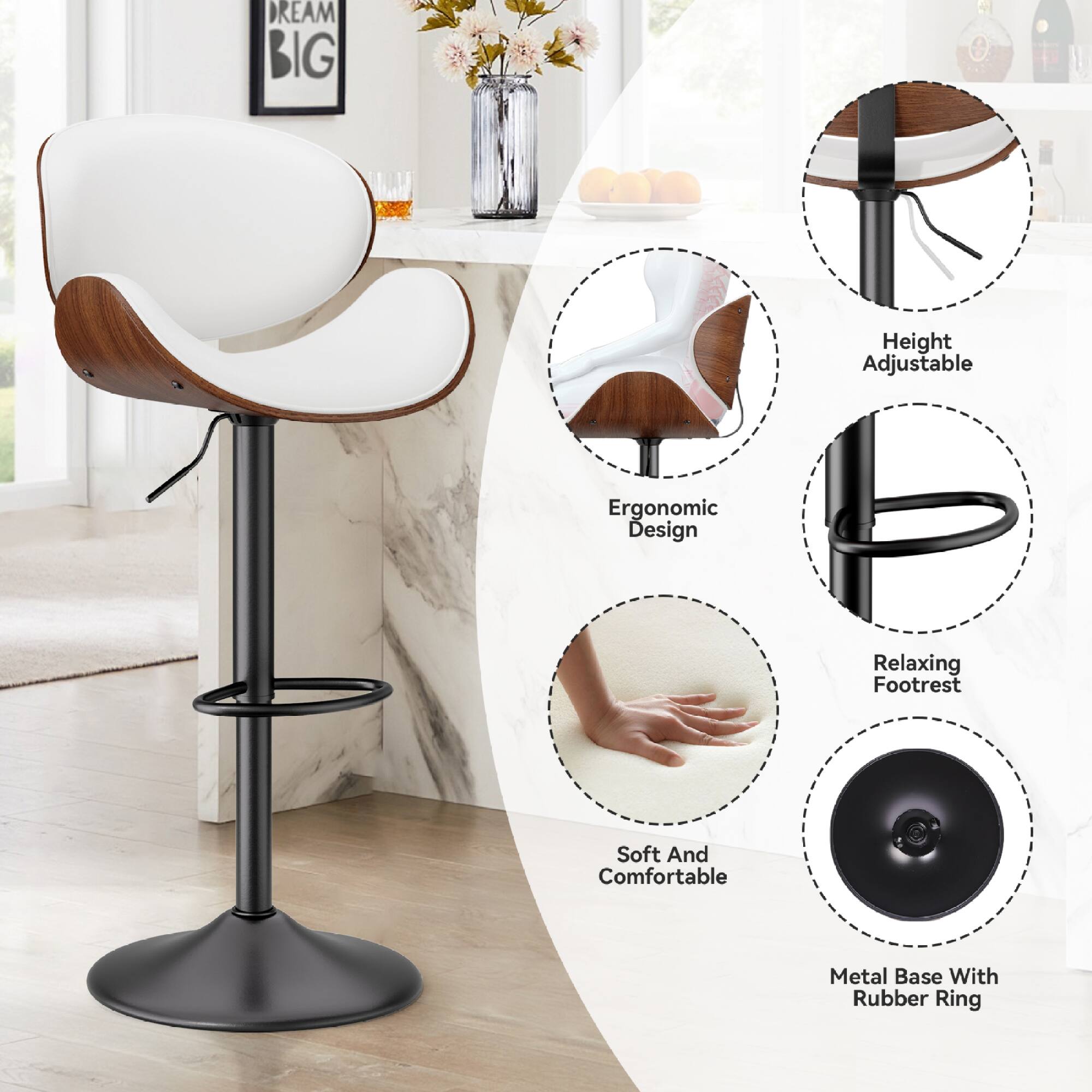 DREAM BIG

- Height Adjustable
- Ergonomic Design
- Relaxing Footrest
- Soft And Comfortable
- Metal Base With Rubber Ring