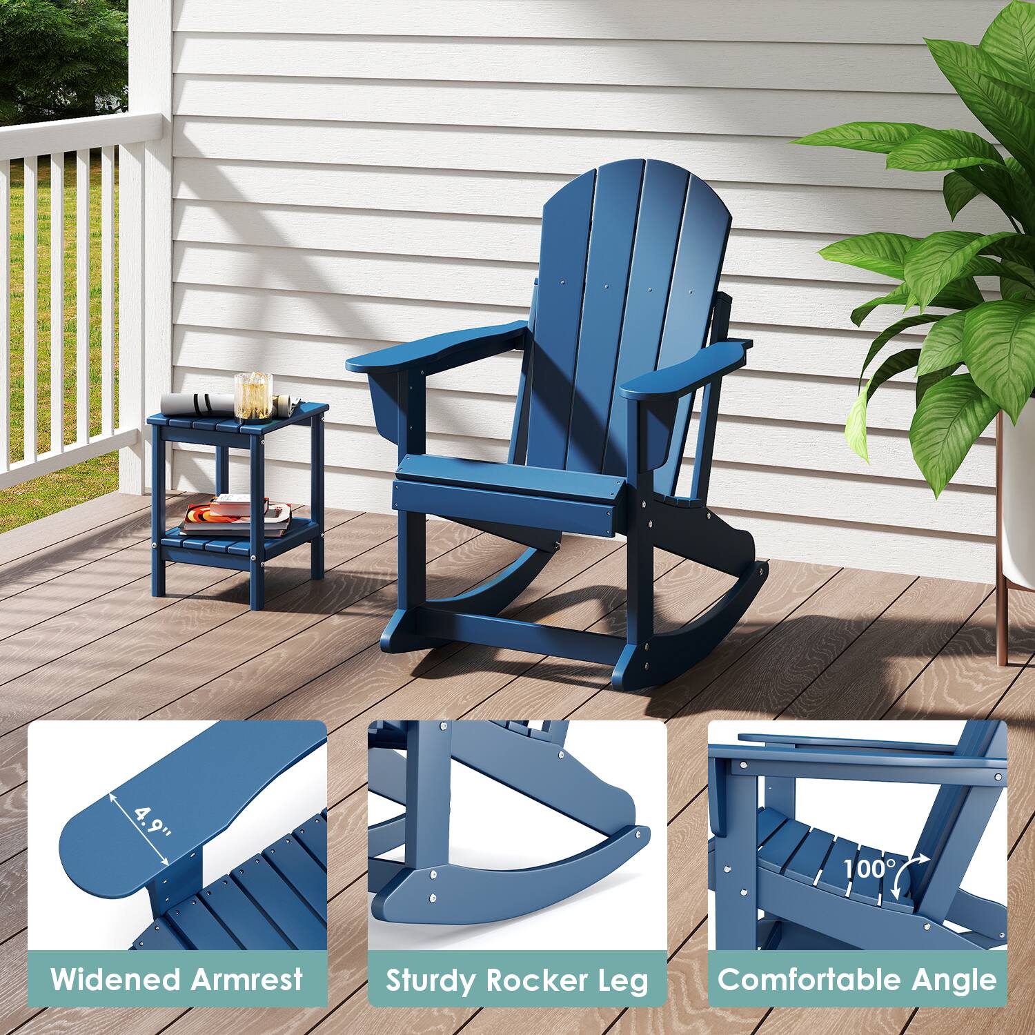 4.9" Widened Armrest  
Sturdy Rocker Leg  
Comfortable Angle