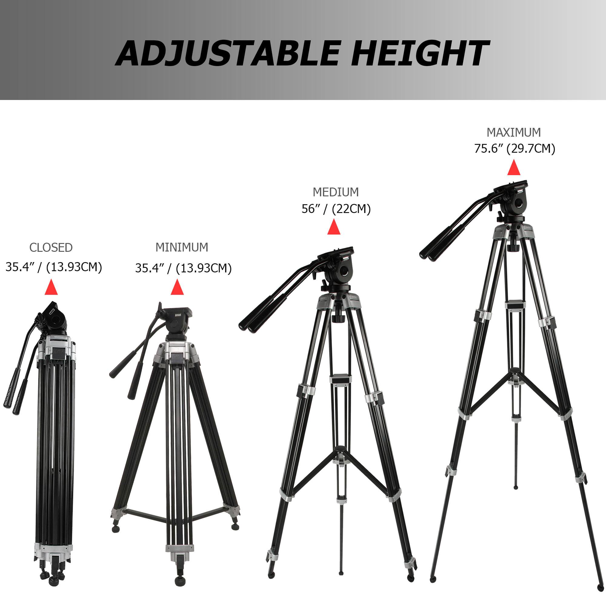 ADJUSTABLE HEIGHT

- CLOSED: 35.4" / (13.93CM)
- MINIMUM: 35.4" / (13.93CM)
- MEDIUM: 56" / (22CM)
- MAXIMUM: 75.6" / (29.7CM)