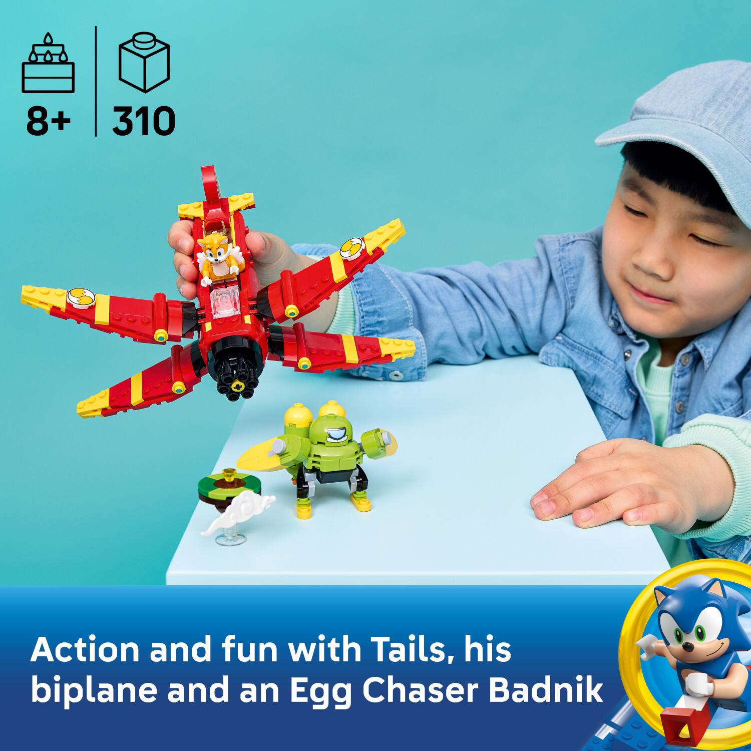 8+ 310 Action and fun with Tails, his biplane and an Egg Chaser Badnik