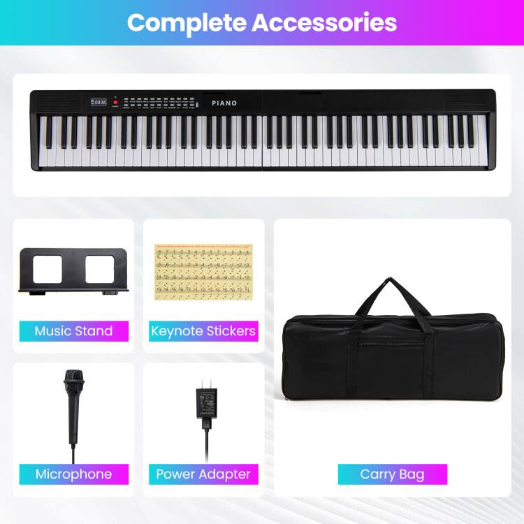 Complete Accessories

- Music Stand
- Keynote Stickers
- Microphone
- Power Adapter
- Carry Bag