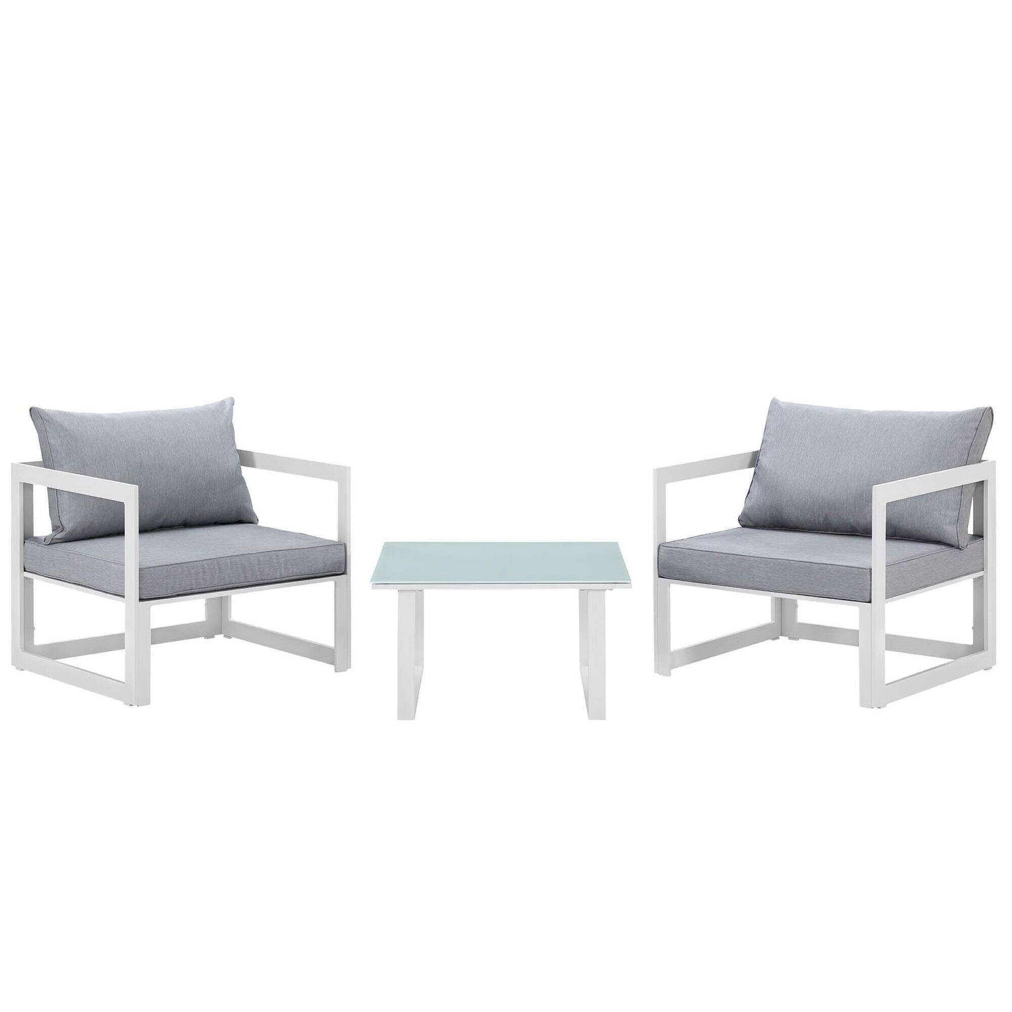Angle. Modway - Fortuna 3 Piece Outdoor Patio Sectional Sofa Set by Modway - White Gray.