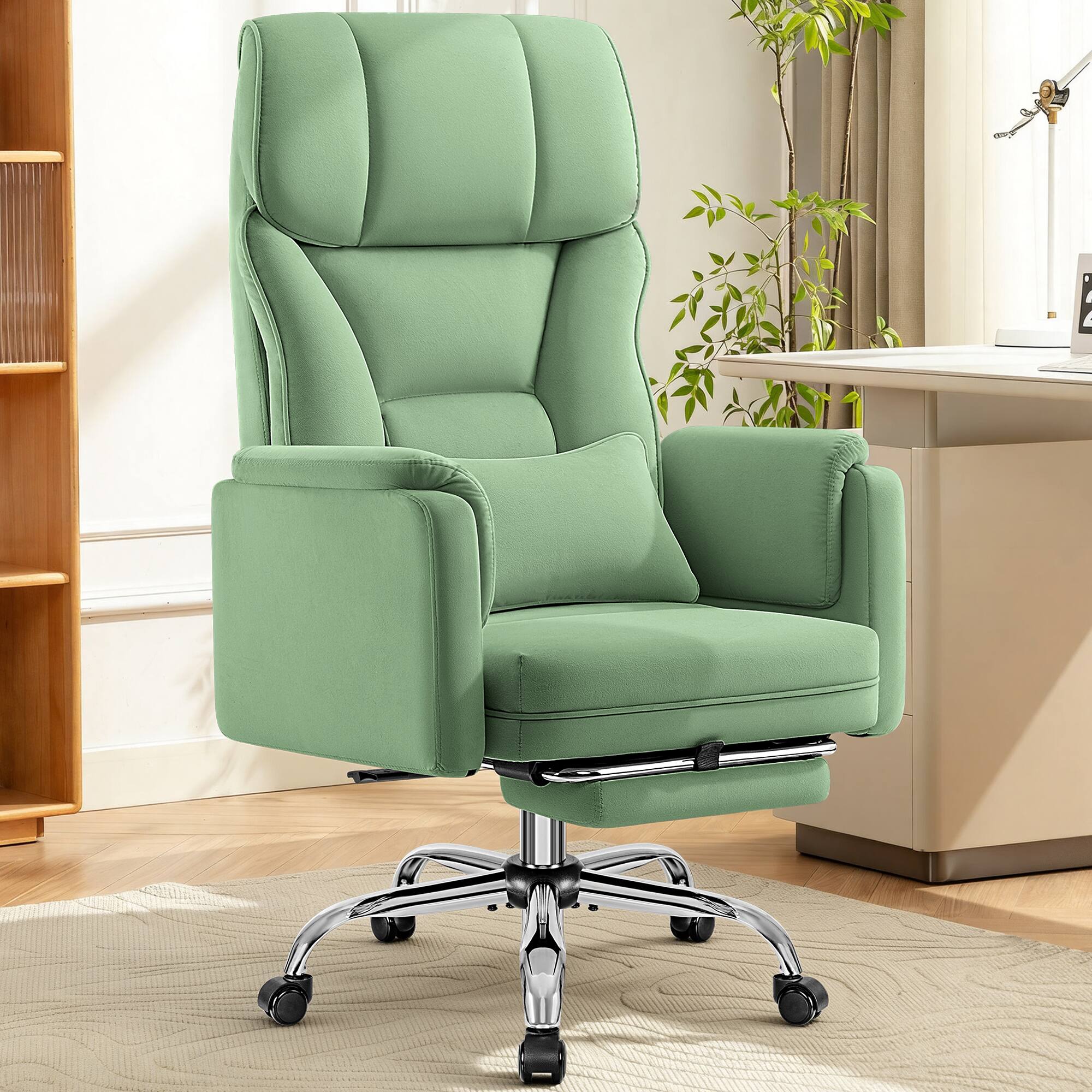 Alt View 4. KERDOM - Ergonomic Big Home Office Chair with Expandable Arms, Velvet High Back Exceutive Manager Chair with Footrest Wide Seat - Green.
