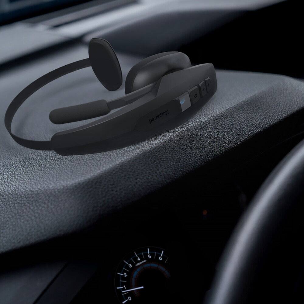 Alt View 8. BlueParrott - Pro B350 Wireless Bluetooth Mono Headset with 98% AI Voice Isolation Mics and Lightweight Headband - Black.