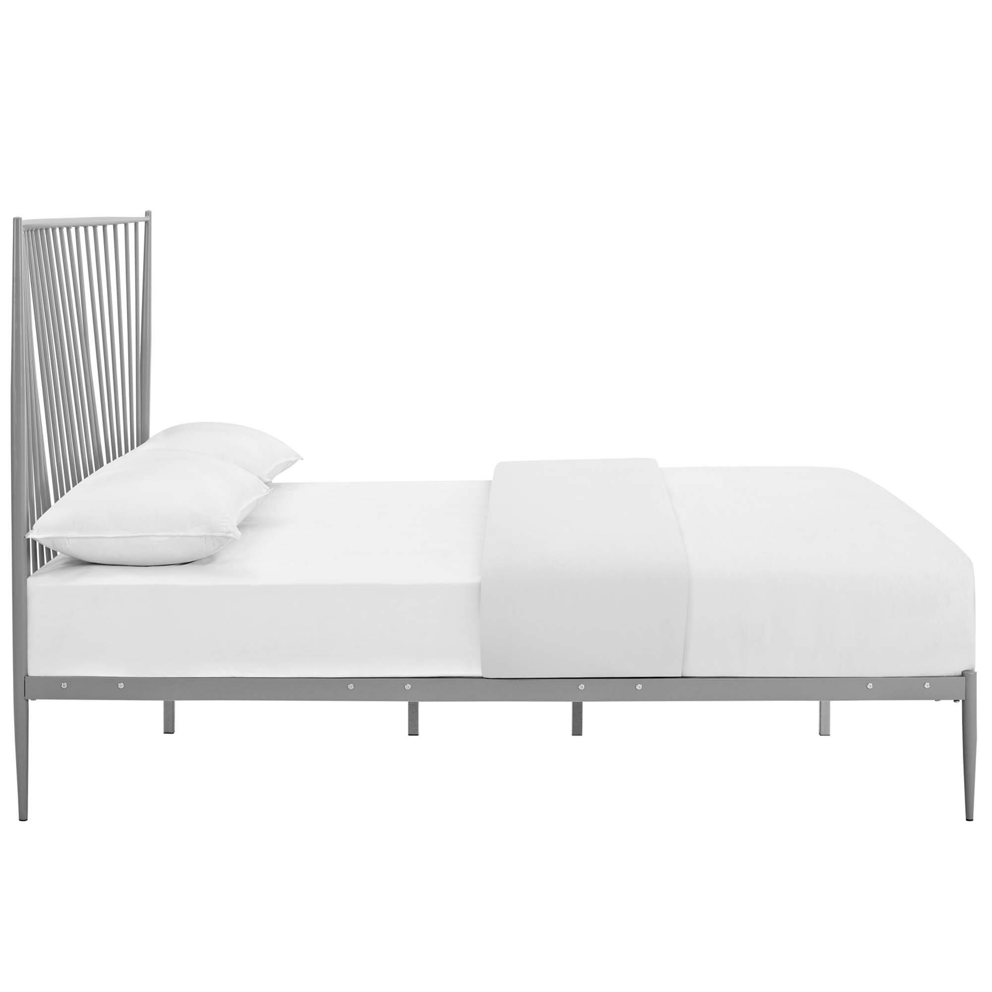 Back. Modway - Linnea Faux Leather Queen Bed - White.