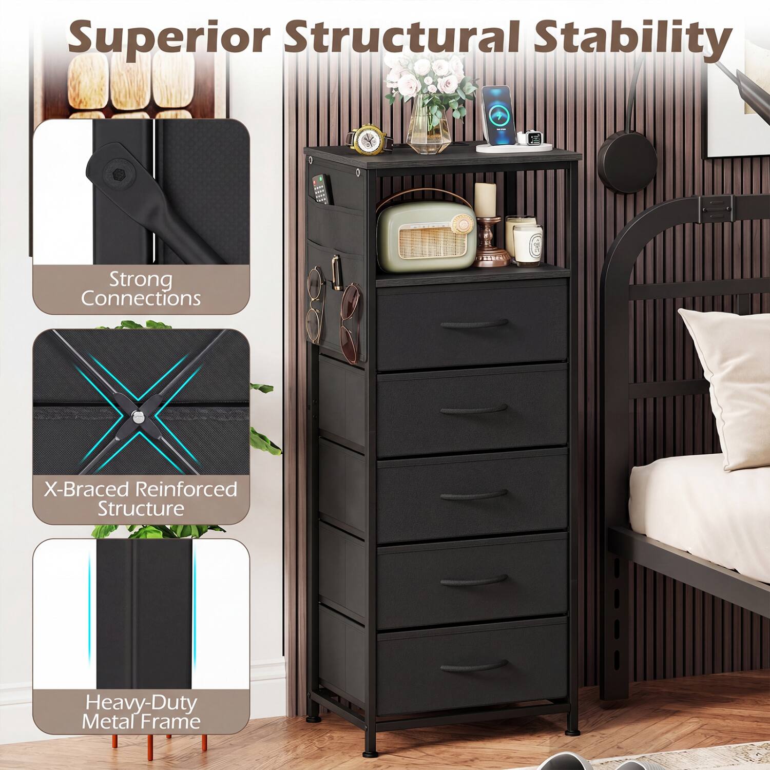 Superior Structural Stability

- Strong Connections
- X-Braced Reinforced Structure
- Heavy-Duty Metal Frame