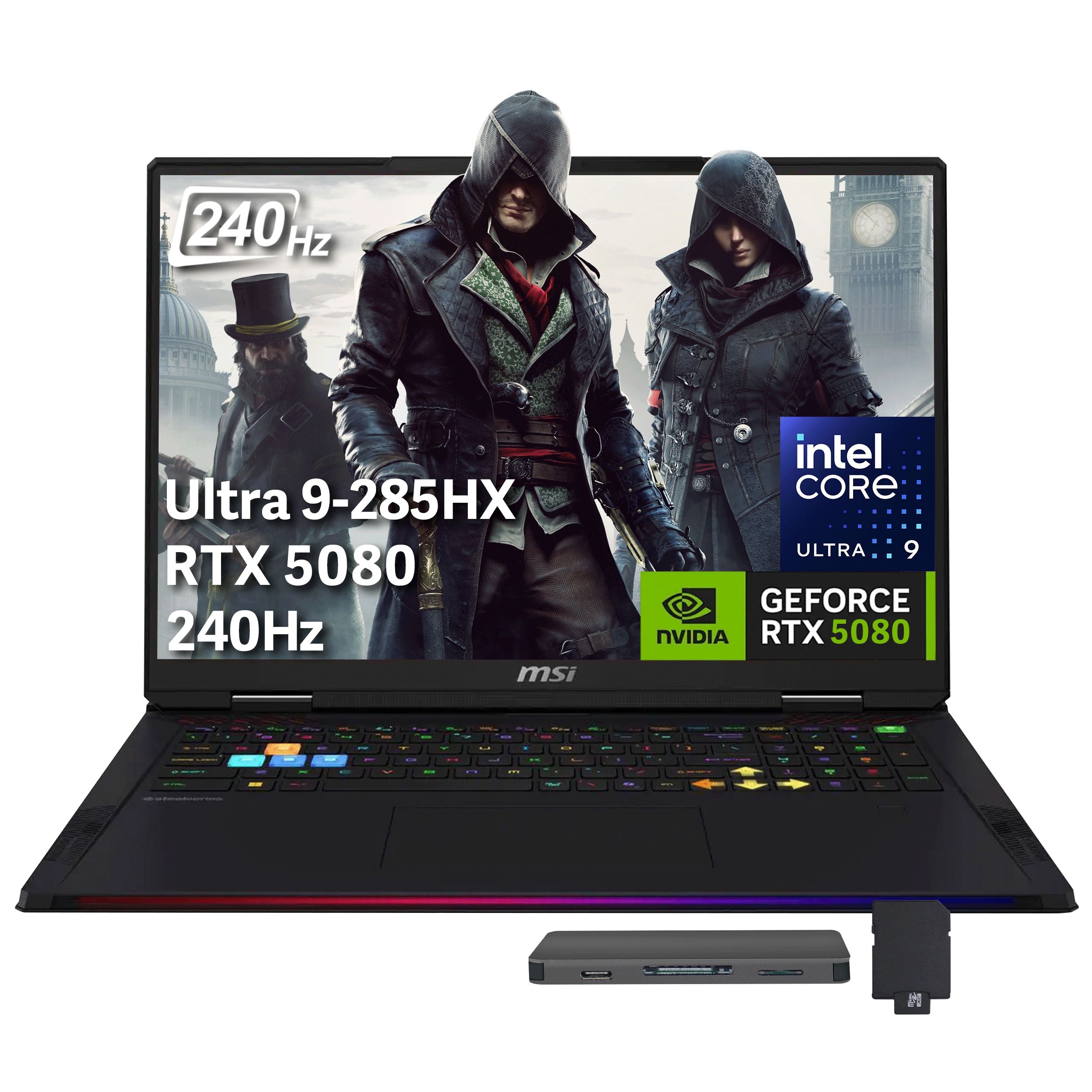 "MSI - Upgraded - Raider 18"" QHD+ 240Hz Gaming Laptop,Intel Core Ultra 9 285HX,RTX 5080,32GB,2TB SSD+1TB Dock,Backlit,Win 11 Pro - Black" price history on PriceWatchPro