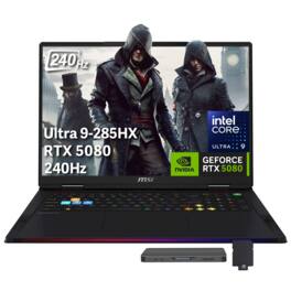 MSI - Upgraded - Raider 18" QHD+ 240Hz Gaming Laptop,Intel Core Ultra 9 285HX,RTX 5080,32GB,2TB SSD+1TB Dock,Backlit,Win 11 Pro - Black