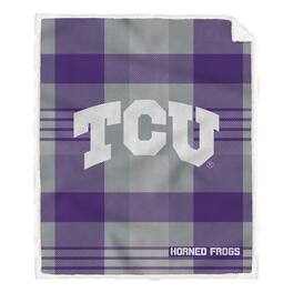 Pegasus - TCU Horned Frogs 60- x 70- Plaid Steel Ultra Cozy Sherpa Blanket - Multicolor