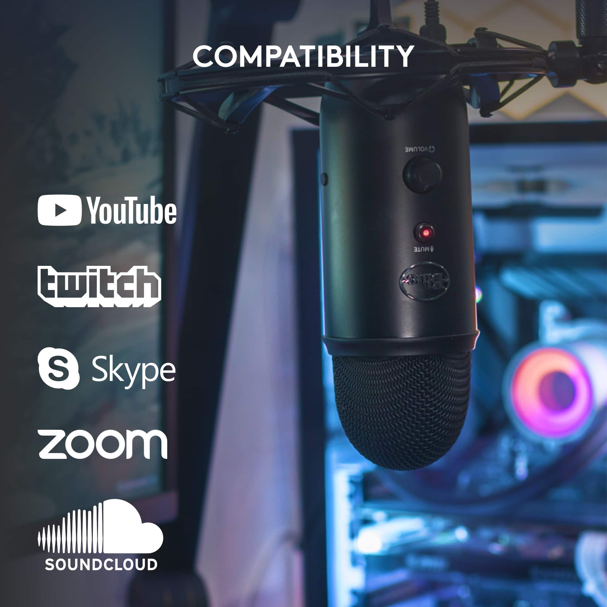 Compatibility YouTube twitch Mute Skype Zoom Soundcloud