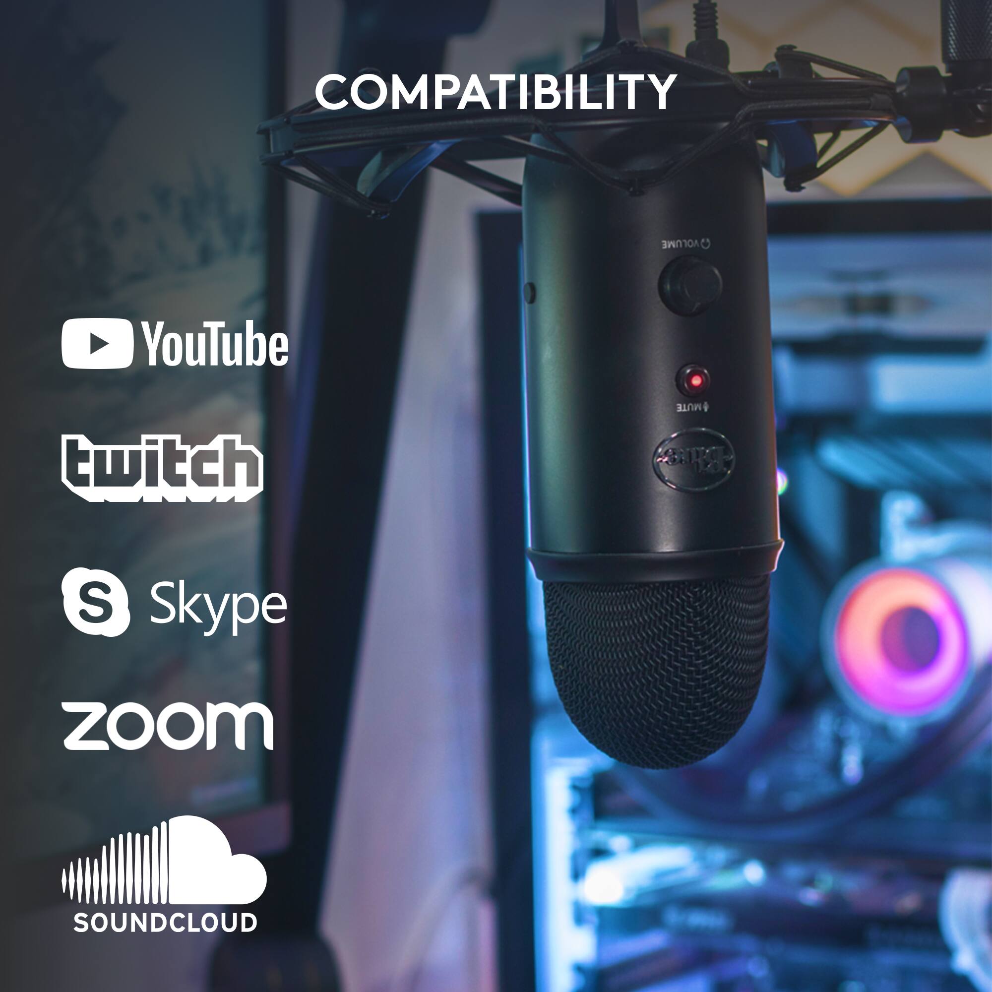 Compatibility YouTube twitch Mute Skype Zoom Soundcloud