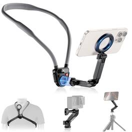 TECH SAFARI - Lightweight Magnetic Neck Mount For Phone Action Camera Holder With 3 Removable Arms 17 16 15 Series - Black for Smartphone