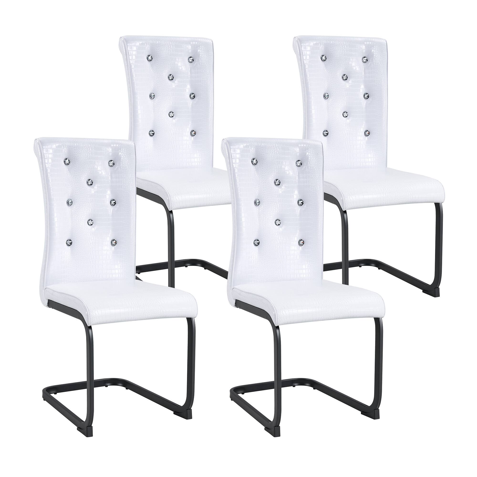 Alt View 6. Loheer - Set of 2 Retro Faux Leather Dining Chairs 1.37 x 1.87 x 3.3 ft - White.