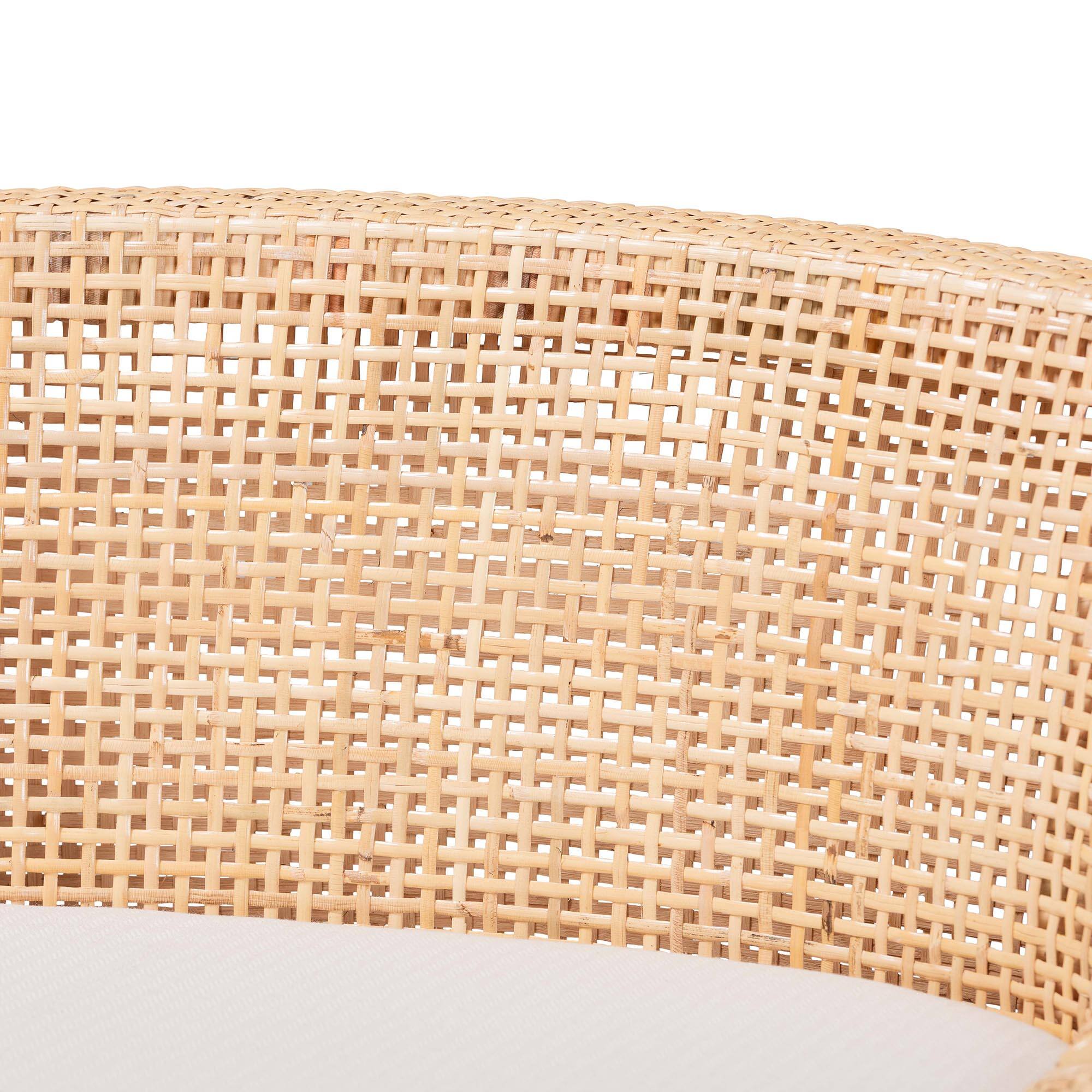 Alt View 1. bali & pari - Beata Natural Rattan Counter Stool - Handcrafted Wingback Counter Chair with Woven Detailing and Removable Cushion - Light Honey.