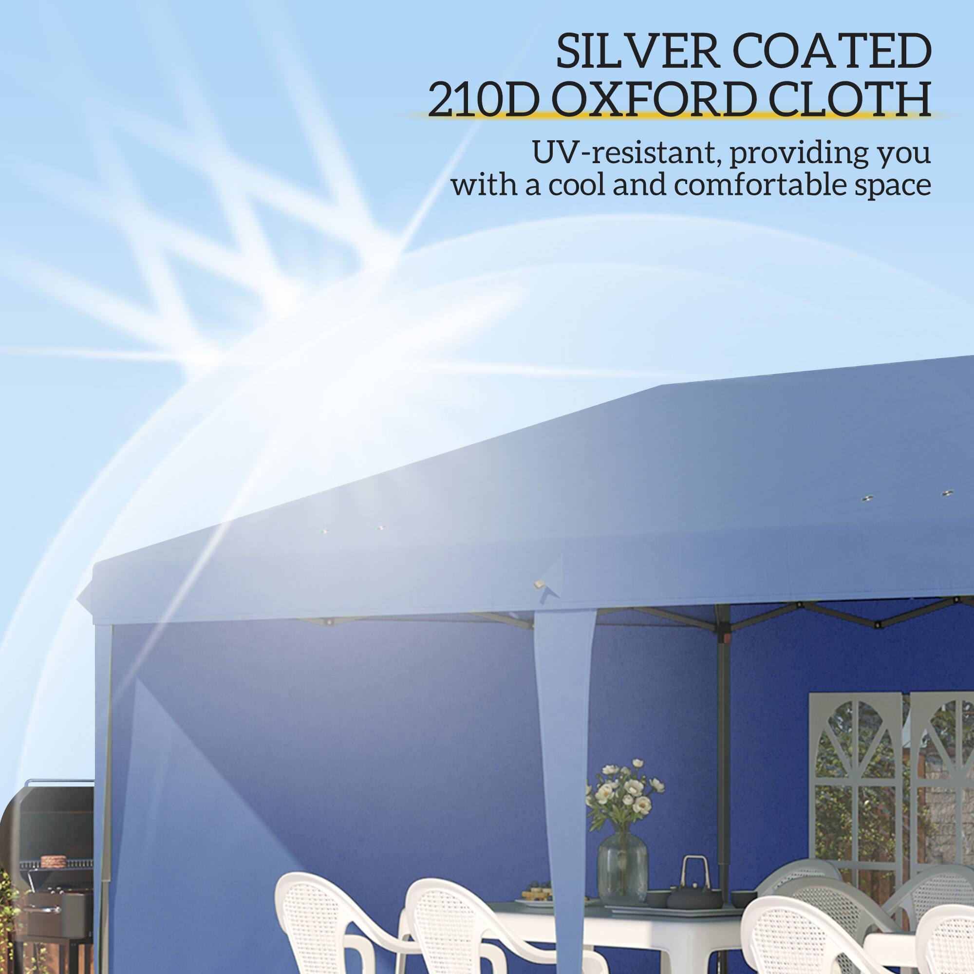 SILVER COATED 210D OXFORD CLOTH UV-resistant, providing you with a cool and comfortable space HOA 1ttE