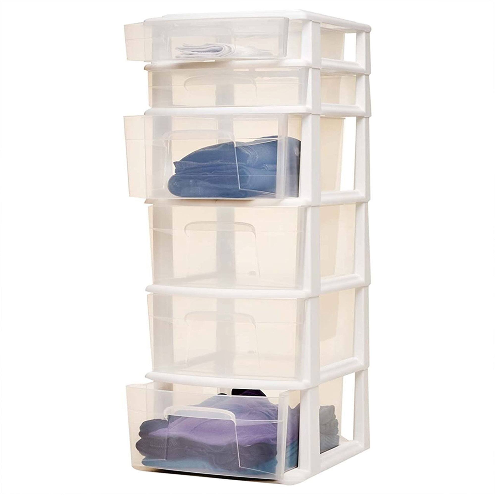 Alt View 8. Homz - Homz Plastic 6 Clear Drawer Medium Home Storage Container Tower, White (2 Pack).